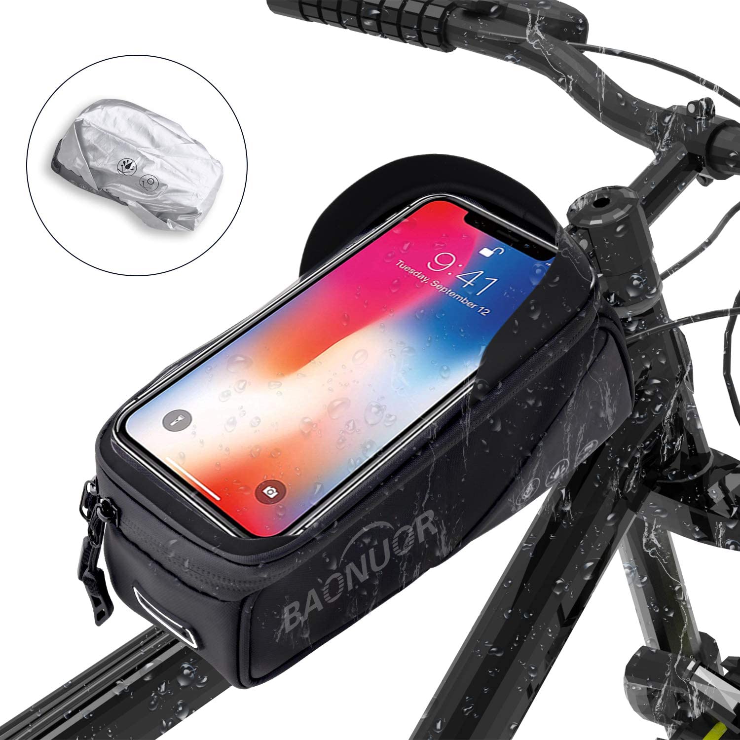 Rhinowalk Fahrrad Rahmentasche Handytasche für Telephone bis 6 Inch Wasserdicht Handyhalter Fahrrad Lenkertasche Fahrradtasche 